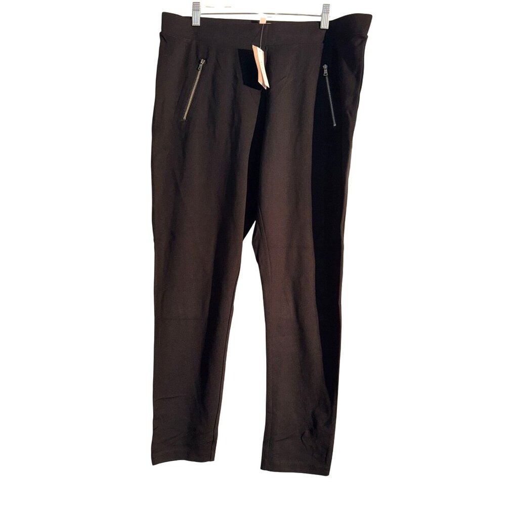 Philosophy Womens Black Ponte Leggings 2X With Zipper Pockets